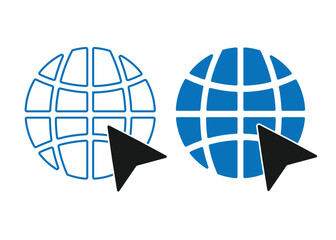 Globe icons with cursor pointers , vector illustration