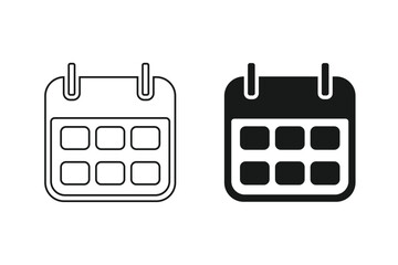 Calendar icons in black and white, vector illustration
