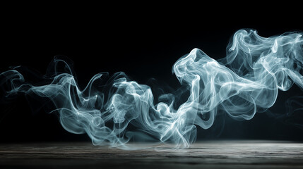 Fototapeta premium A mesmerizing stream of white smoke swirling and rising from the ground a with a subtle light source