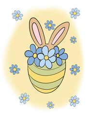 Easter bunny greeting card illustration