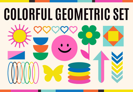 Vibrant Geometric Shapes Element Set