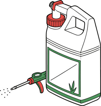 Pesticide Container with Spray Nozzle &ndash; Agriculture Chemical Product Vector Illustration