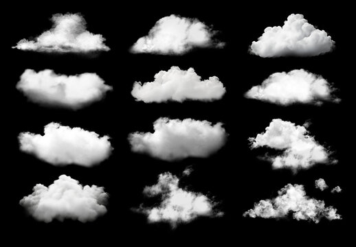 Variety Of Fluffy Clouds Design Set