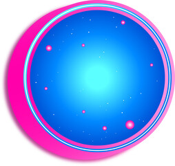 Abstract Shiny Galaxy 3D Circle Shape with Stars and Pink Border Illustration