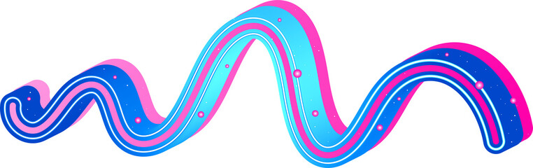 Modern Gradient Wavy 3D Line Ribbon with Glowing Effect Abstract Decoration