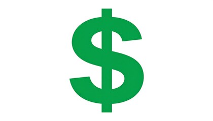 Obraz premium A vibrant, emerald green dollar sign stands boldly against a clean white background, symbolizing finance. The iconic glyph is centrally positioned