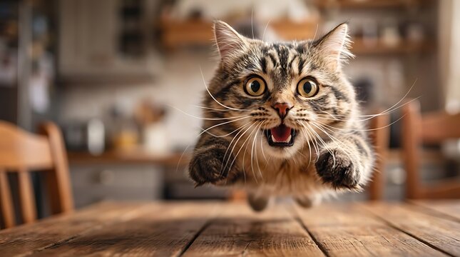 Shocked cat with his mouth open, surprised