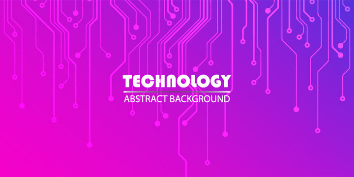 Digital technology banner pink blue background concept with technology line light effects, abstract tech, illustration vector for graphic design