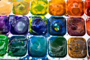 Watercolor Palette Multicolor Pigment Paint Texture Background