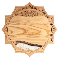 Ornamental light-wood panel with carved floral details, showcasing varied wood grain and color tones