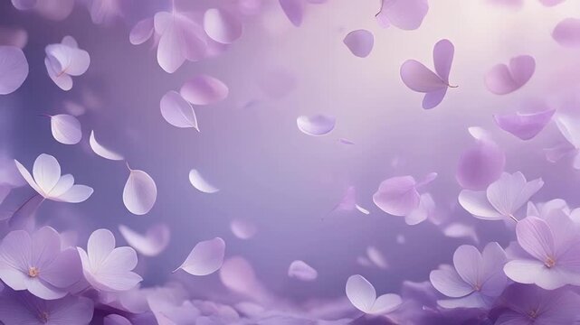 Beautiful Purple Flower Petals Falling Gently in Soft Light 1.