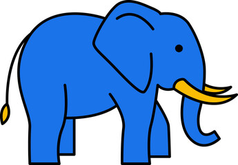 Obraz premium Blue elephant illustration with yellow tusks flat vector icon