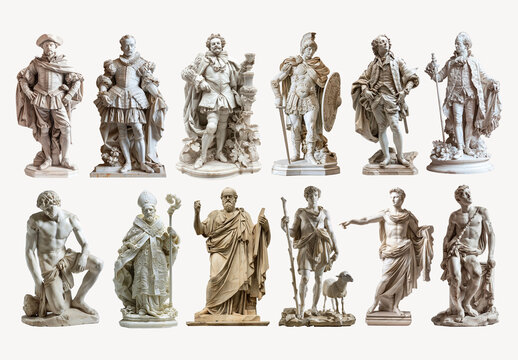 Classical Sculptures Showcase in Historical Figures Element Design Set