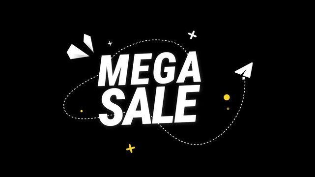 Dynamic animated graphic announcing a significant retail event using bold white typography set against a stark black background for maximum visual impact
