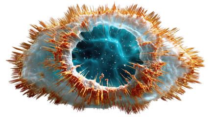 Celestial Cosmic Phenomenon: A vibrant, celestial body displays a mesmerizing display of colors and textures, capturing the vastness and mystery of space.