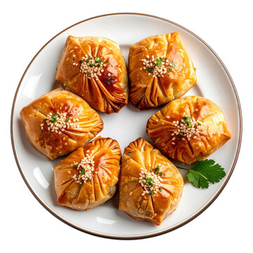 Homestyle uzbek dimlama, a flavorful one-pot meal with meat and produce, neatly presented and completely isolated on a white background