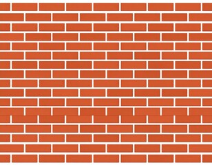 Seamless pattern showing a red brick wall on a white background, horizontal view