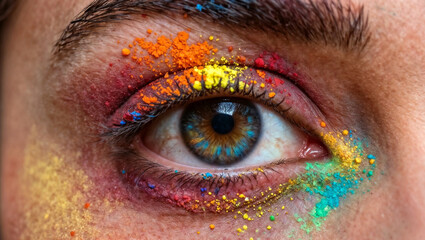 Cultural Holi Color Texture Macro Portrait