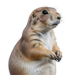 Fototapeta premium Prairie dog standing upright isolated on transparent background