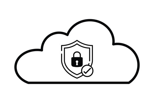 Cloud security icon with padlock vector illustration.