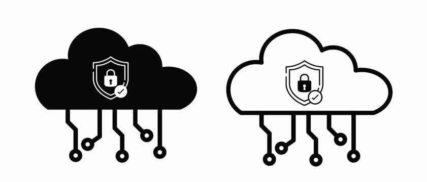 Cloud security icon with padlock vector illustration.