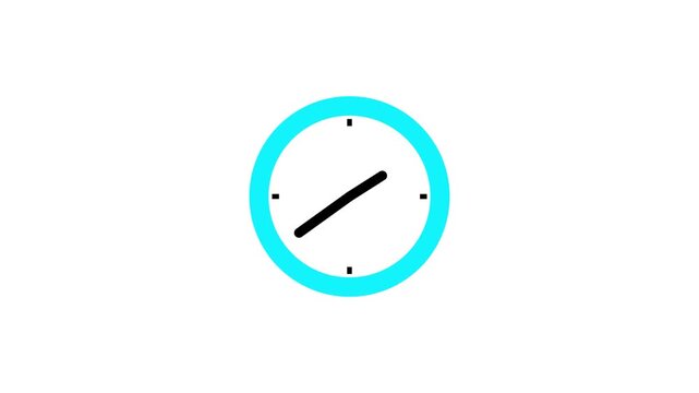 Clock icon flat style white background 24 Hour Day Fast Speed. Clock with moving Clock time rotation 360 4k video animation.