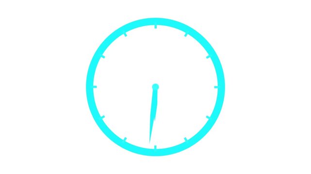 Clock icon flat style white background 24 Hour Day Fast Speed. Clock with moving Clock time rotation 360 4k video animation.