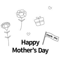 手描き線画の母の日のプレゼントアイコン