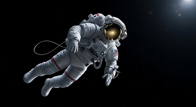 Inspiring photos of a lone astronaut drifting in the profound darkness of outer space with glowing visor