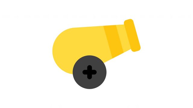Animated Cannon Weapon Shooting