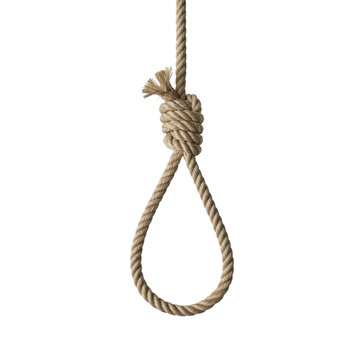 Noose made of rope knot hangman's noose loop isolated on a transparent background