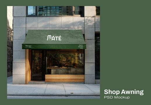 Elegant Shop Awning Mockup PSD
