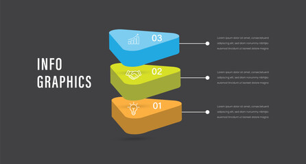 3d triangle layers business infographic template with 3 steps. Process diagram chart template for business presentation.	