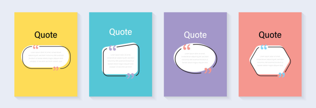 Quote frames, speech bubble blank templates for your text set. Textbox isolated on background. Vector illustration.