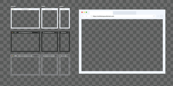 Webpage Display: An array of website frames elegantly displayed, ideal for showcasing web design concepts and application mockups. This illustration captures the digital essence of web presentation.