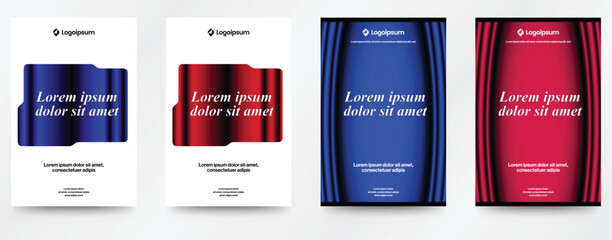 Elegant Design Poster: A set of four striking posters showcasing elegant designs, each featuring a unique color palette, artistic ribbons, and decorative stage curtains. © Rahed Ul Islam