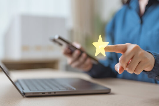 Loyalty rewards and points redemption concept with digital star icon. Represents cashback, customer loyalty program, bonus points, membership benefits, and successful online reward engagement.