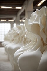 White Ruffled Dress Forms In Industrial Studio