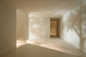 Light Filled Modern Corridor With Tree Shadows