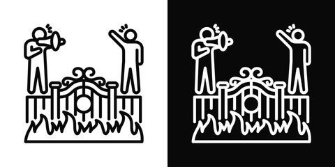 Obraz premium Civil Unrest Icon White And Black Background Style