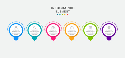 Business infographic element with 6 options, steps, number vector template design