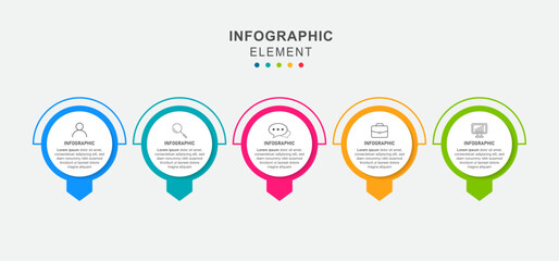 Business infographic element with 5 options, steps, number vector template design
