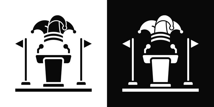Political Satire Icon White And Black Background Style