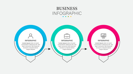 Business infographic element with 3 options, steps, number vector template design