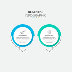 Business infographic element with 2 options, steps, number vector template design