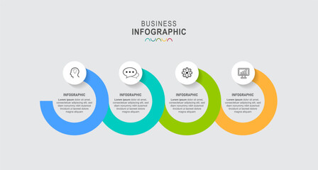 Timeline infographic design with circle for business template. Vector 4 steps.
