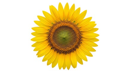 Fototapeta premium A large yellow sunflower on a white background