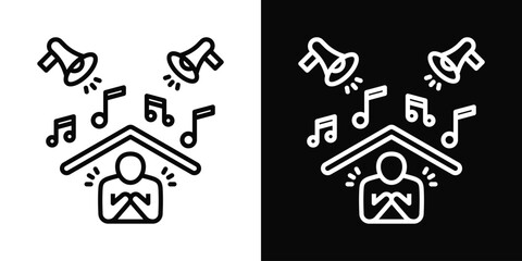 Fototapeta premium Worship Disruption Icon White And Black Background Style