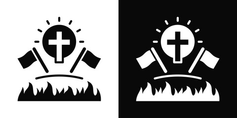 Obraz premium Holy War Icon White And Black Background Style