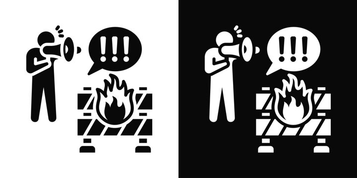 Radical Speech Icon White And Black Background Style